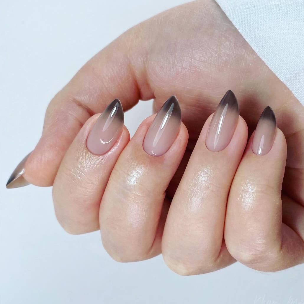 Black Ombre Lipstick Nails