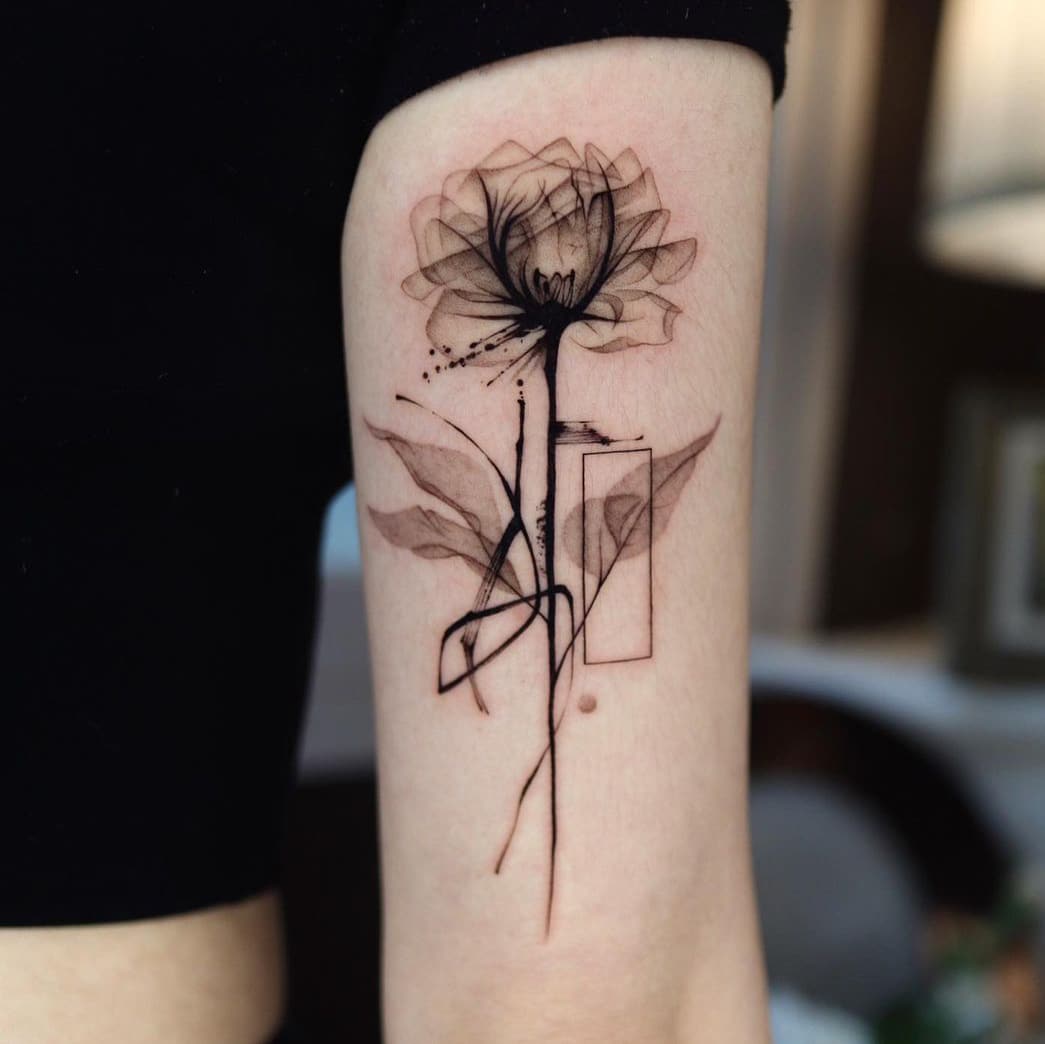 Black Rose Geometric Tattoo