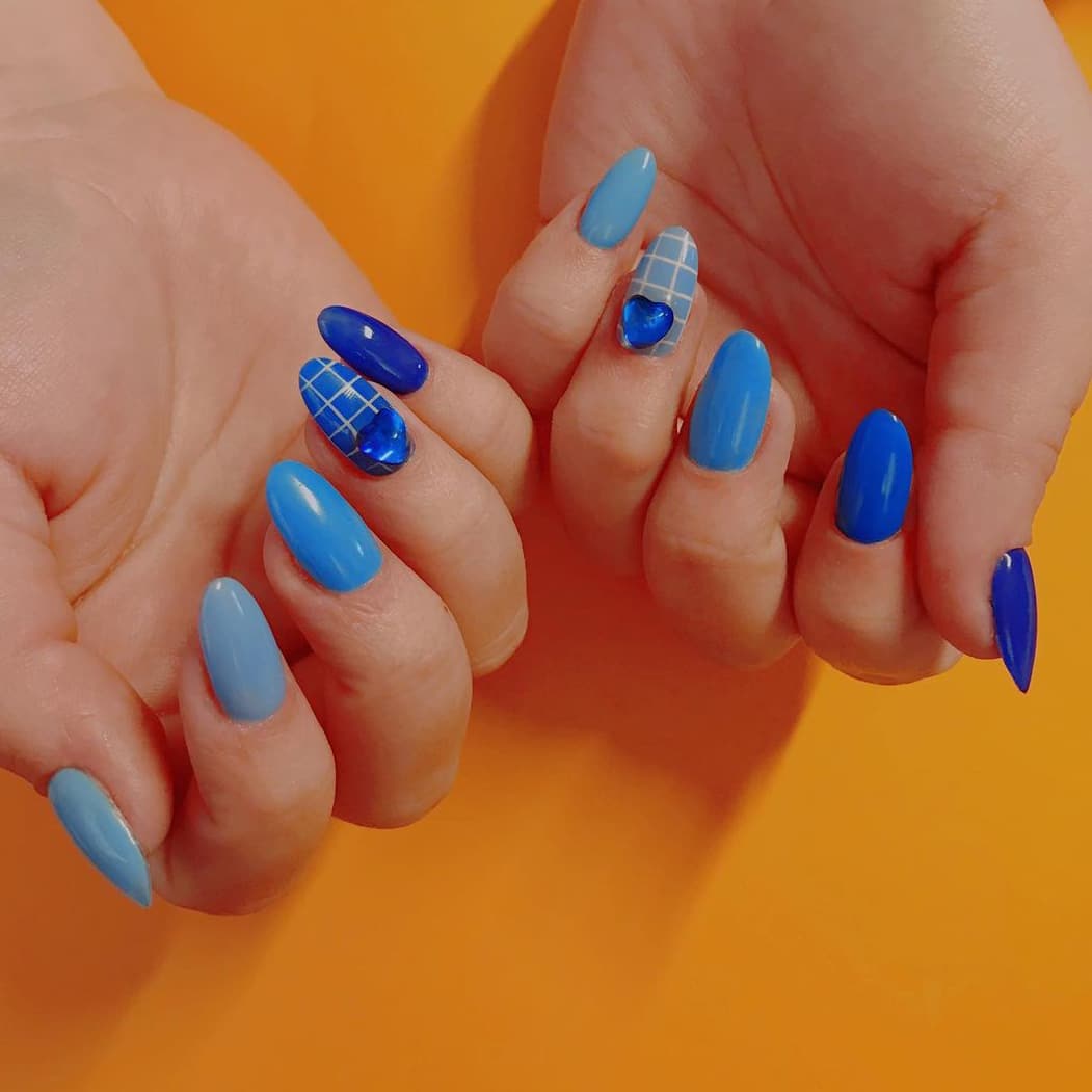 Blue Heart Nails