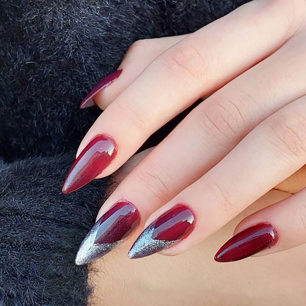 Bold red and silver nails