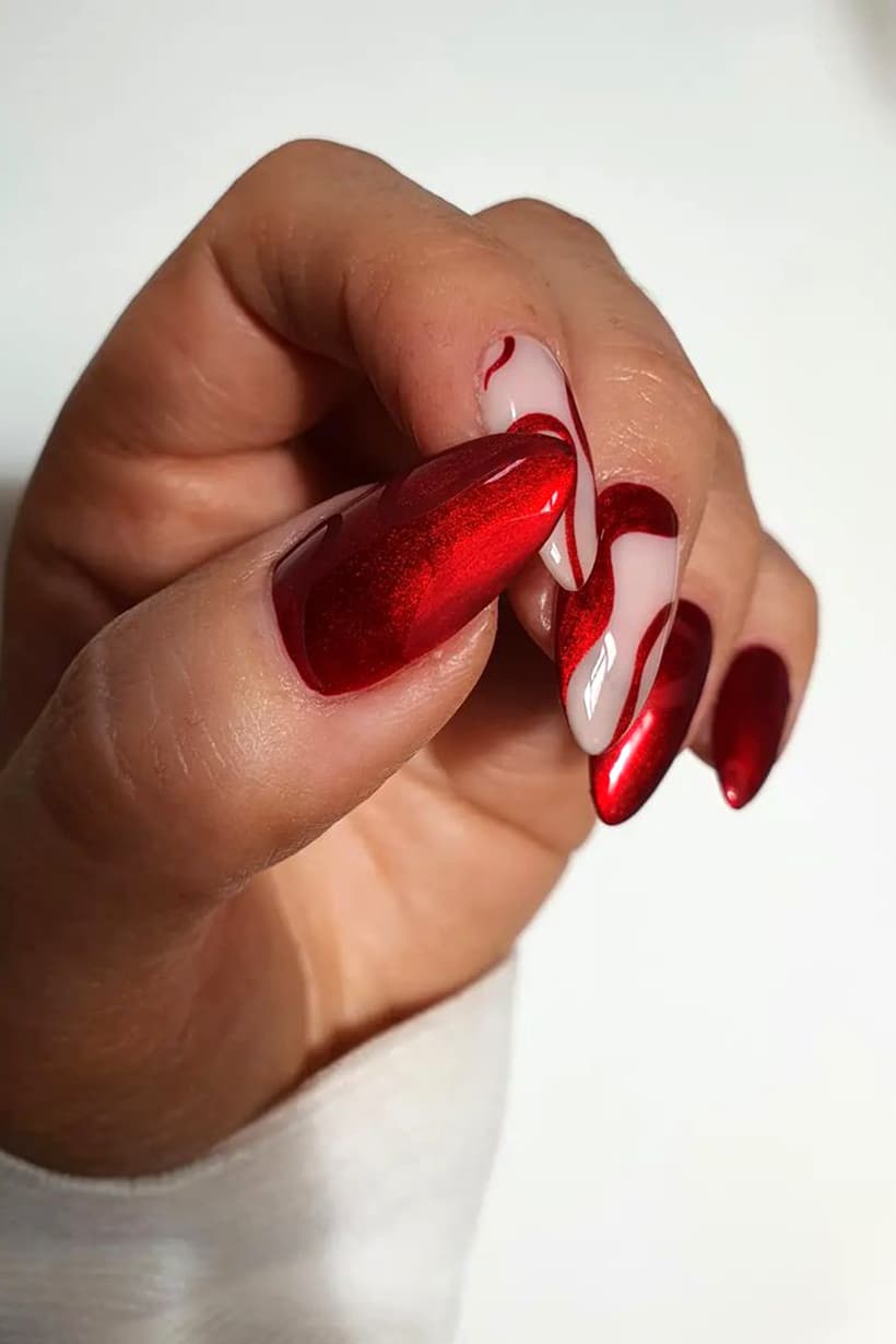Chrome red nails