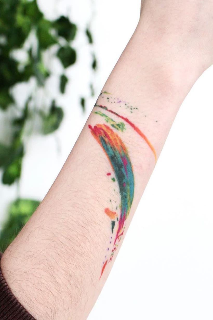 Color Brushstroke Bracelet Tattoo