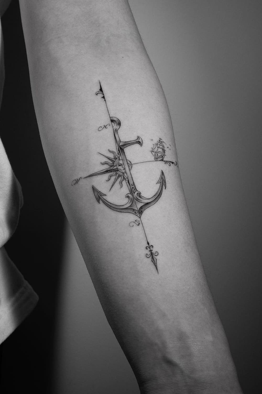 Creative compass tattoo