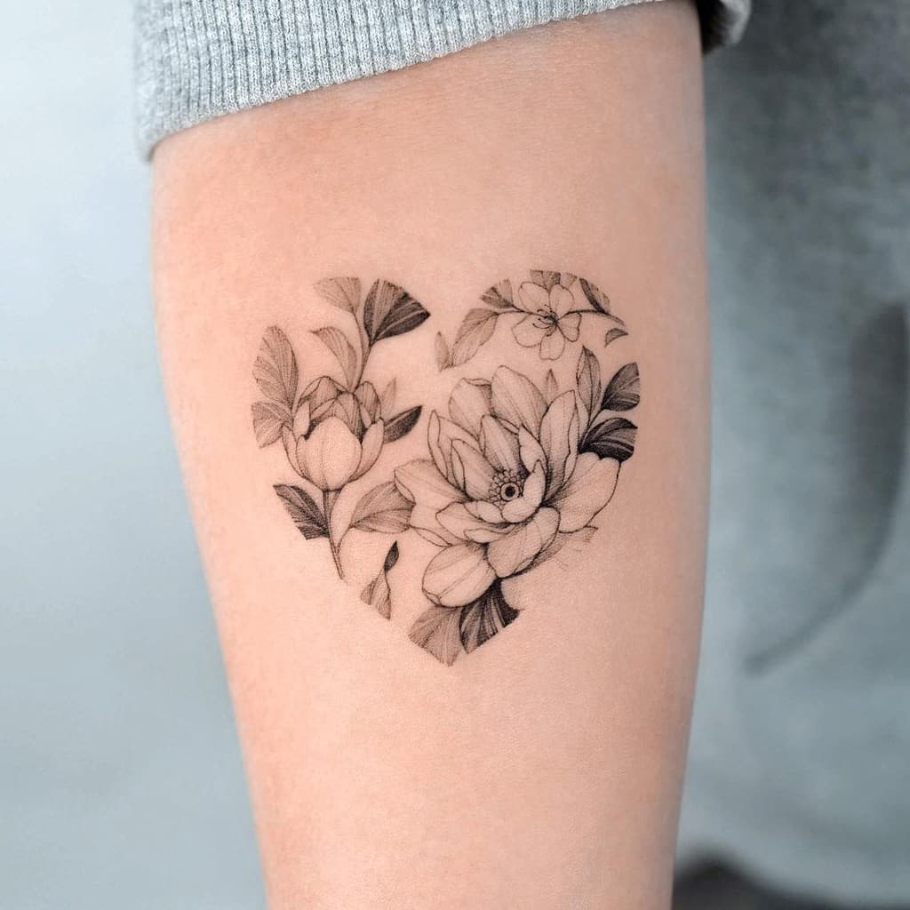 Flower Heart Tattoo