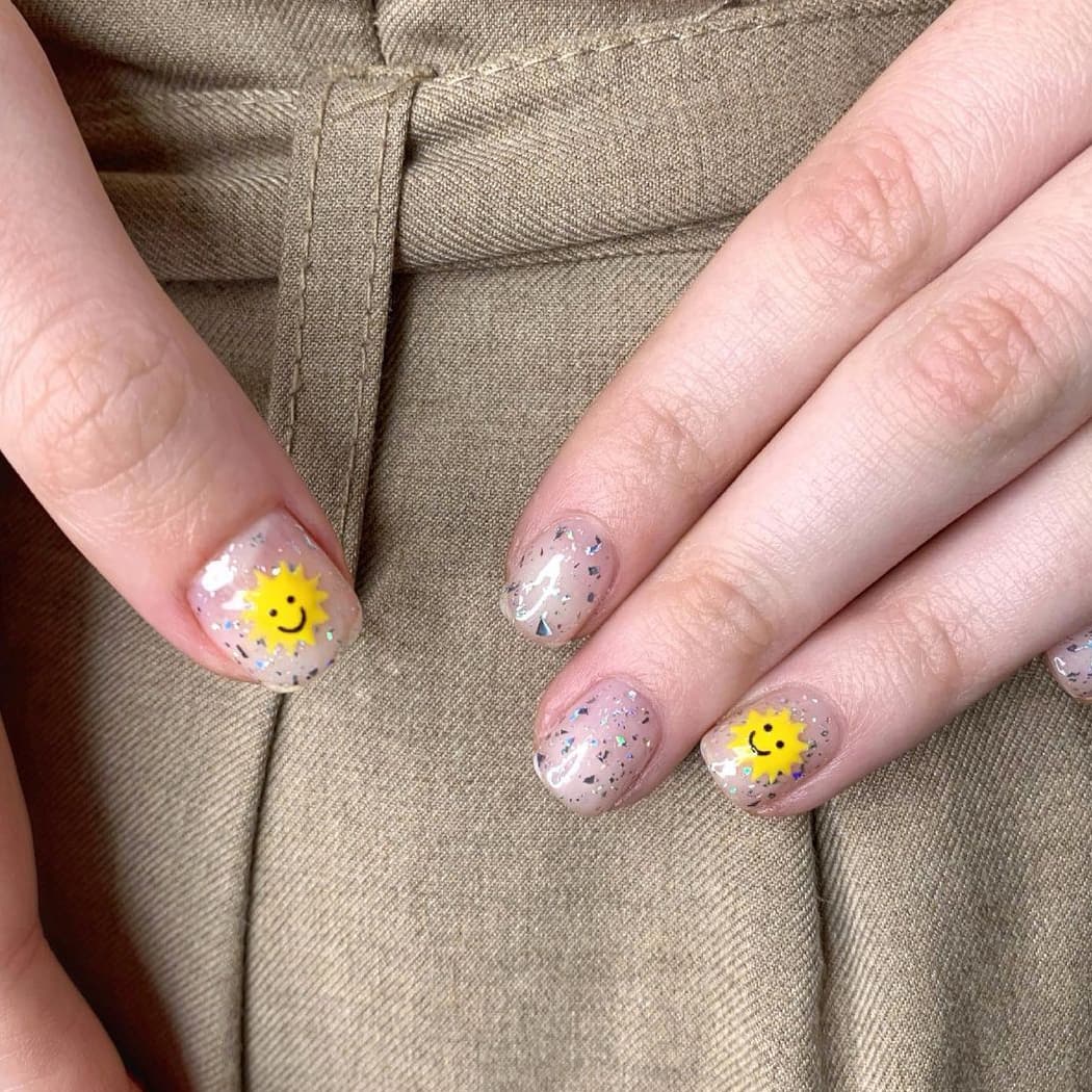 Fun Sun Smiley Nails