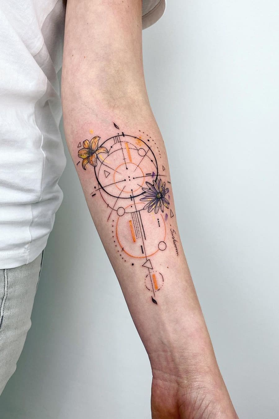Geometric compass tattoo