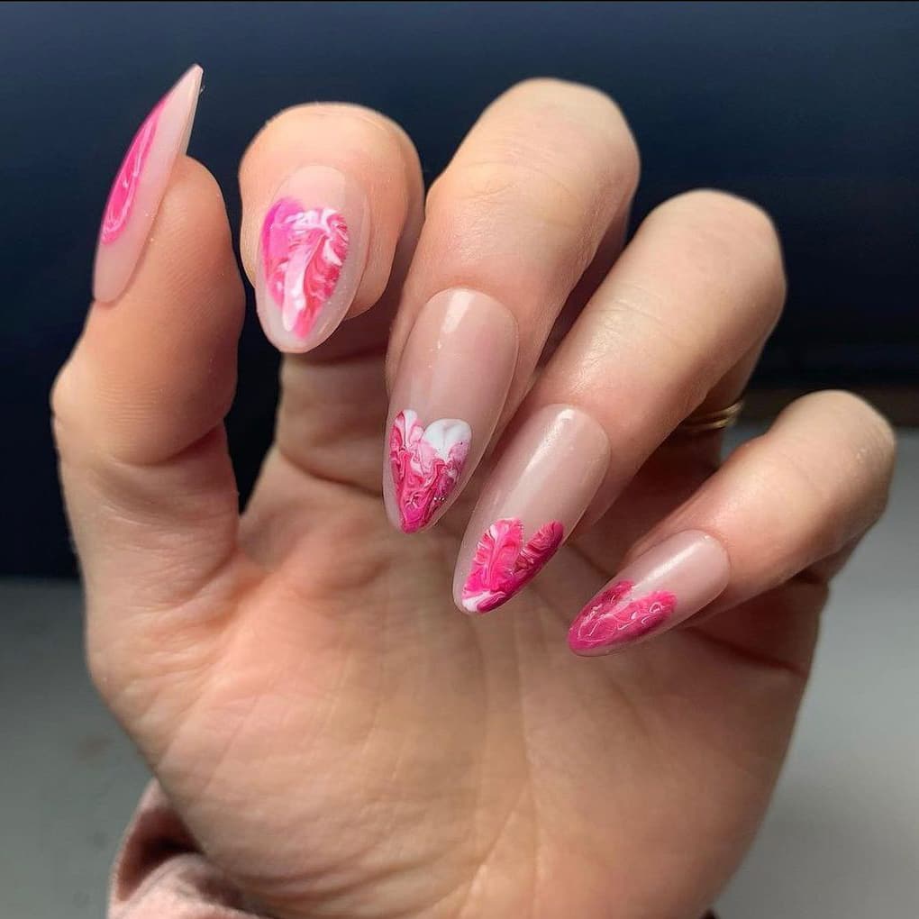 Gorgeous Marble Heart Nails