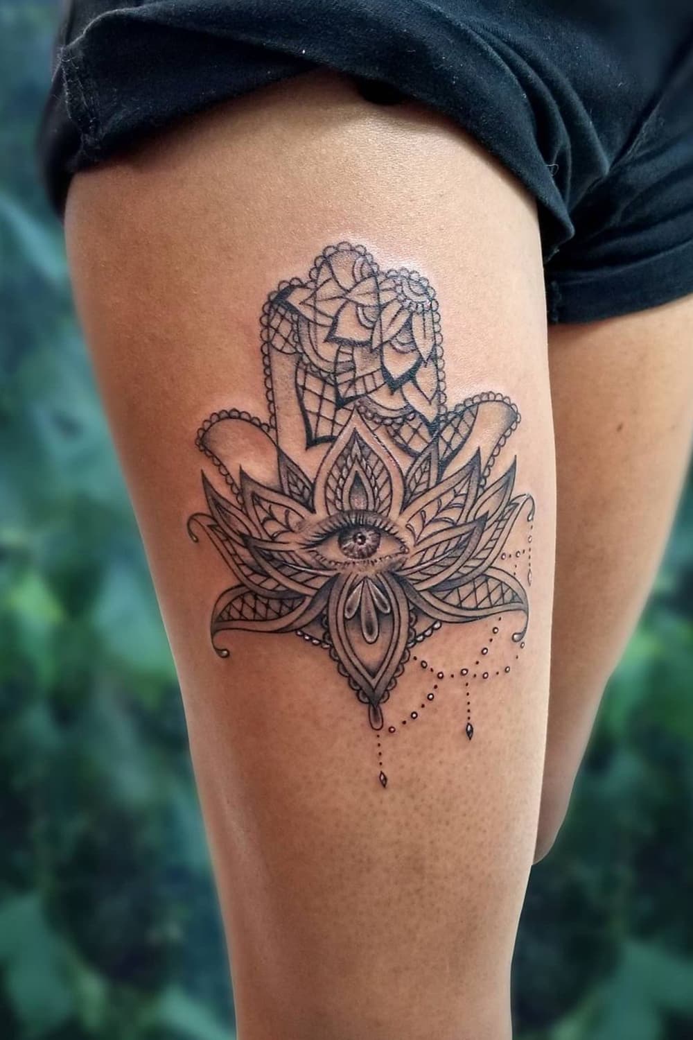 Hamsa Lotus Mandala Eye Tattoo