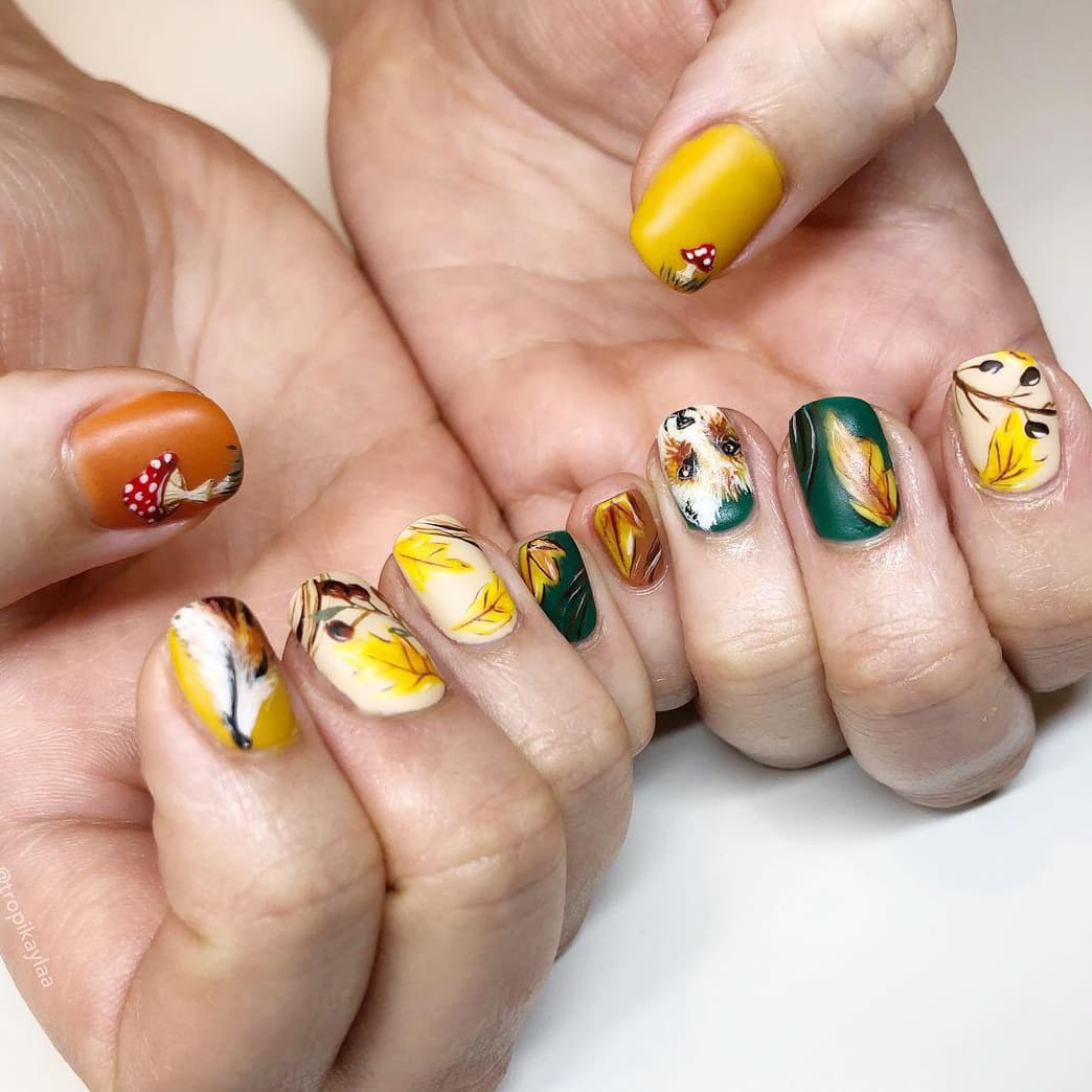 Hand painted Thanksgiving nails