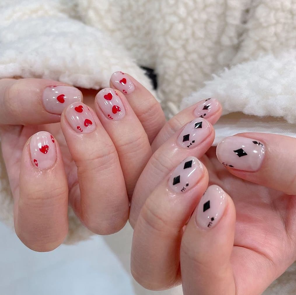 Heart Poker Nails