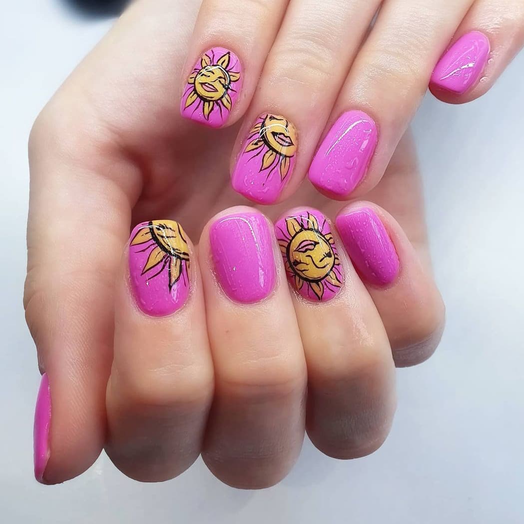 Lively pink sun nails