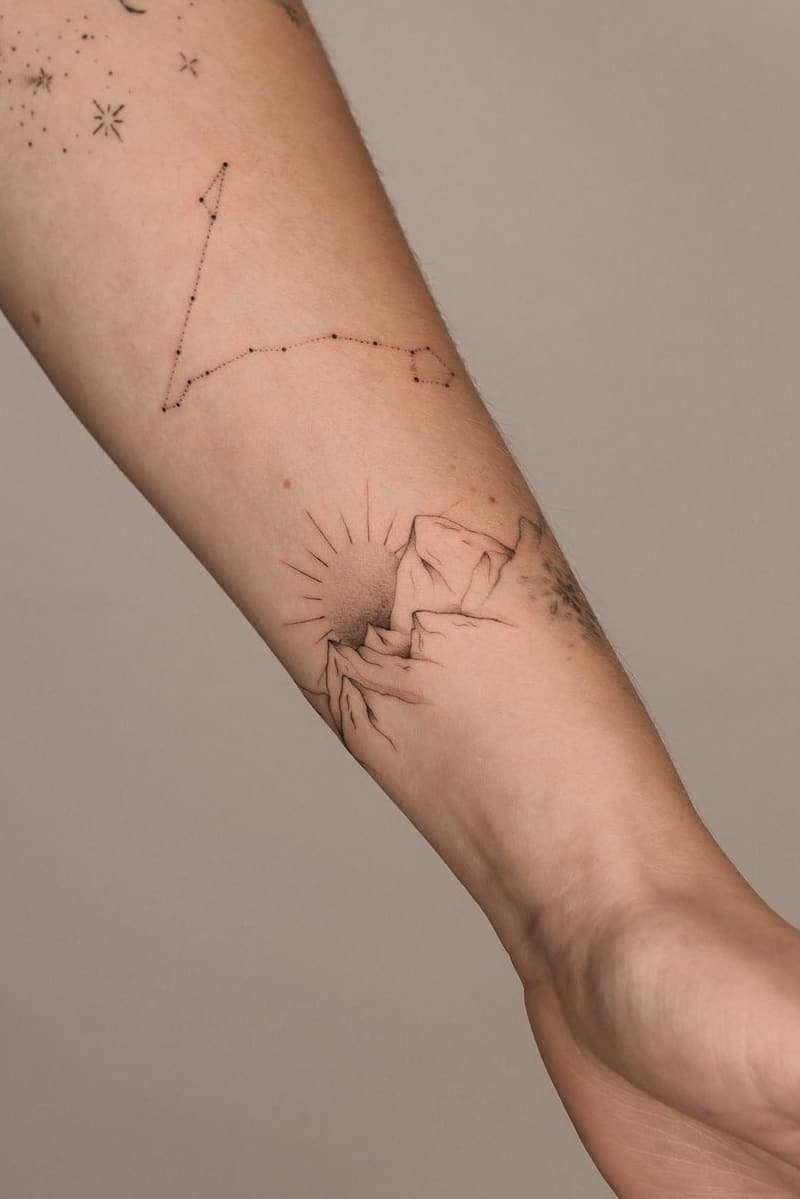 Mountain Geometric Tattoo