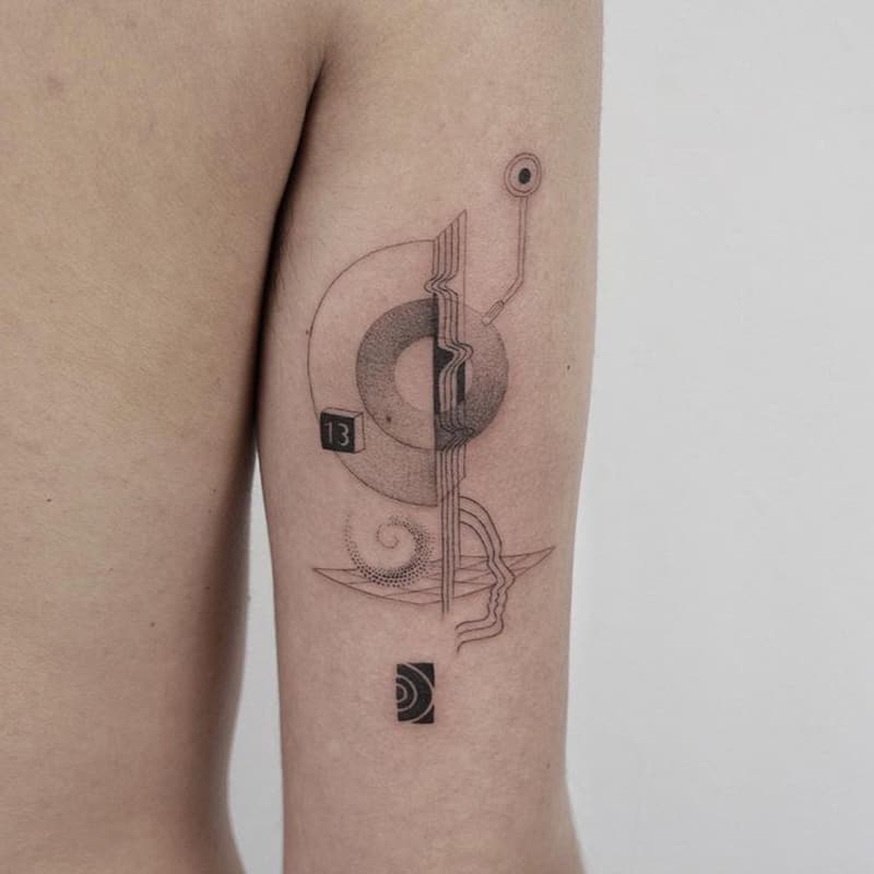 Music Player Geometric Tattoo