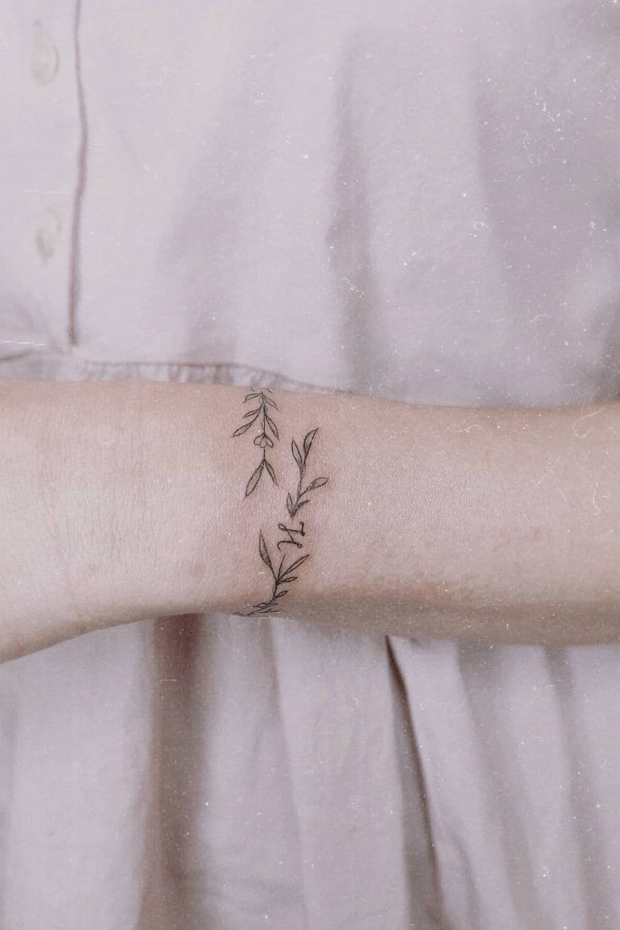 Plant Bracelet Tattoo with Letters