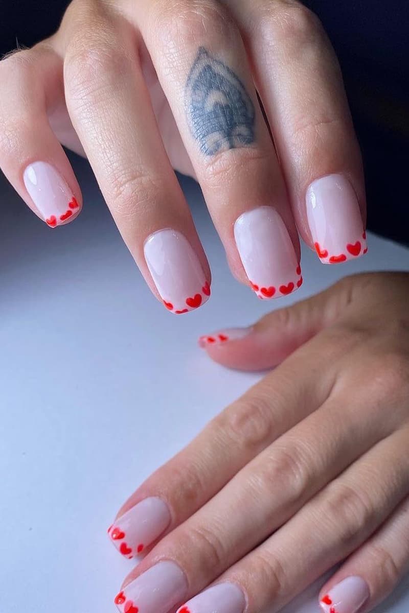 Red heart nail tips