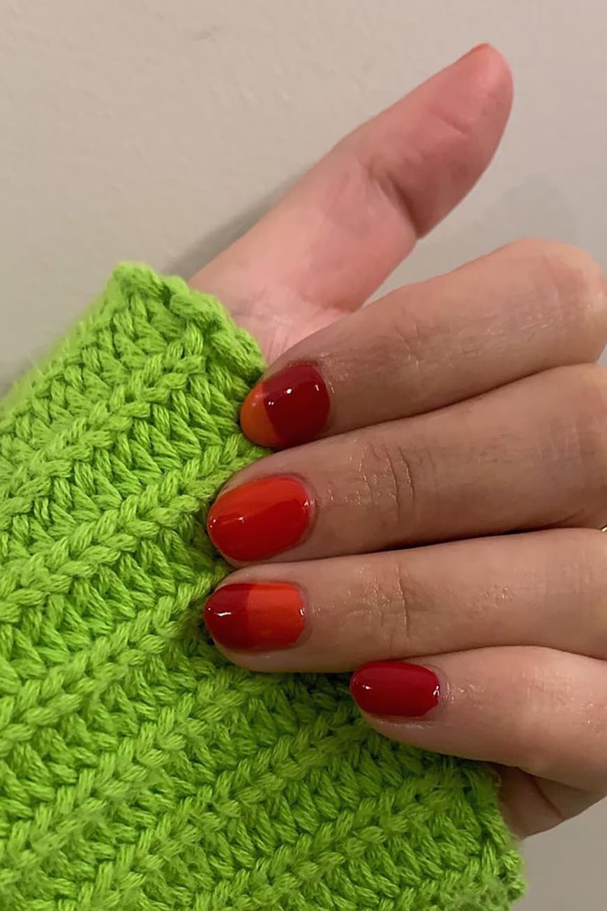 Red orange gradient nails