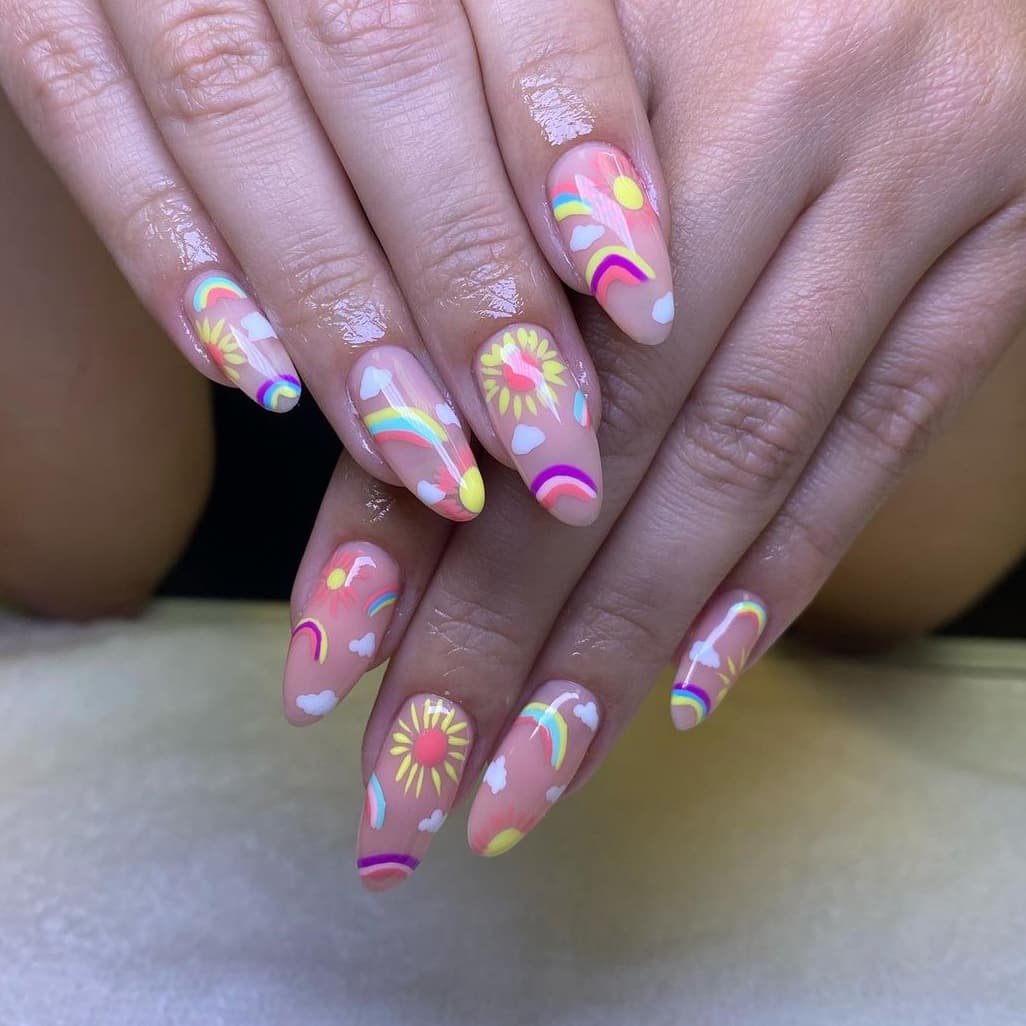 Sun Rainbow Nails