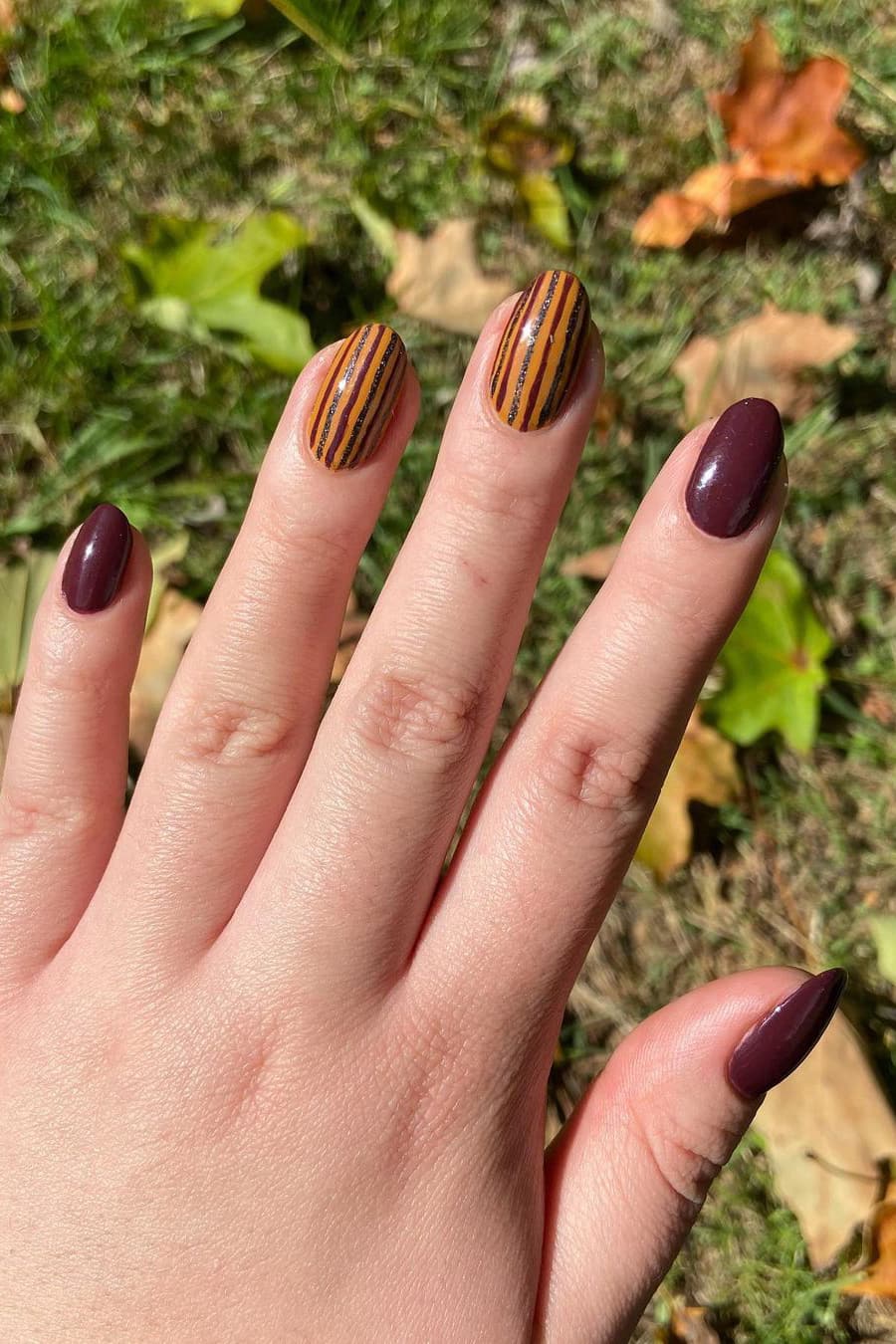 Thanksgiving Stripe Nails