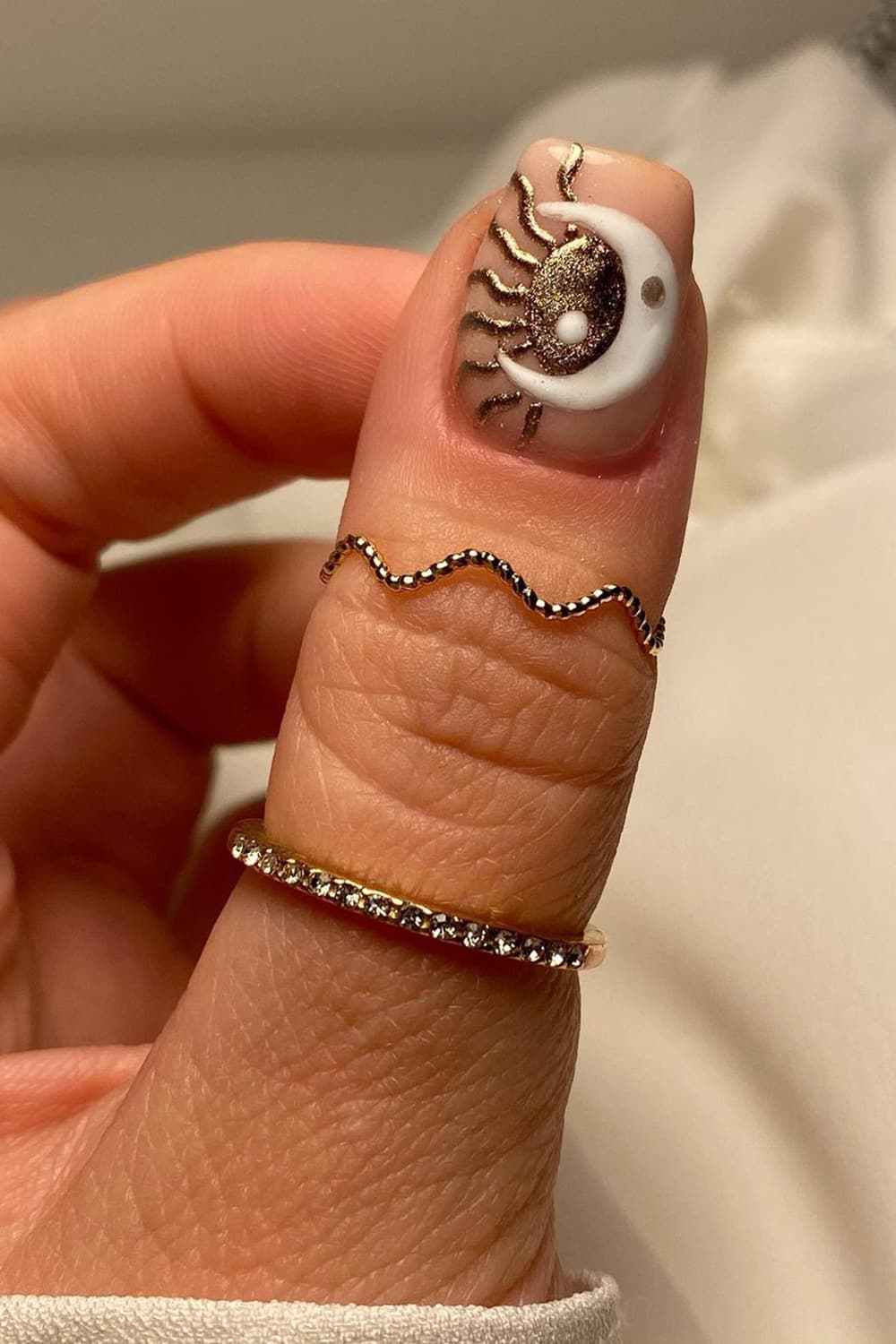 Unique Sun Moon Yin and Yang Nails