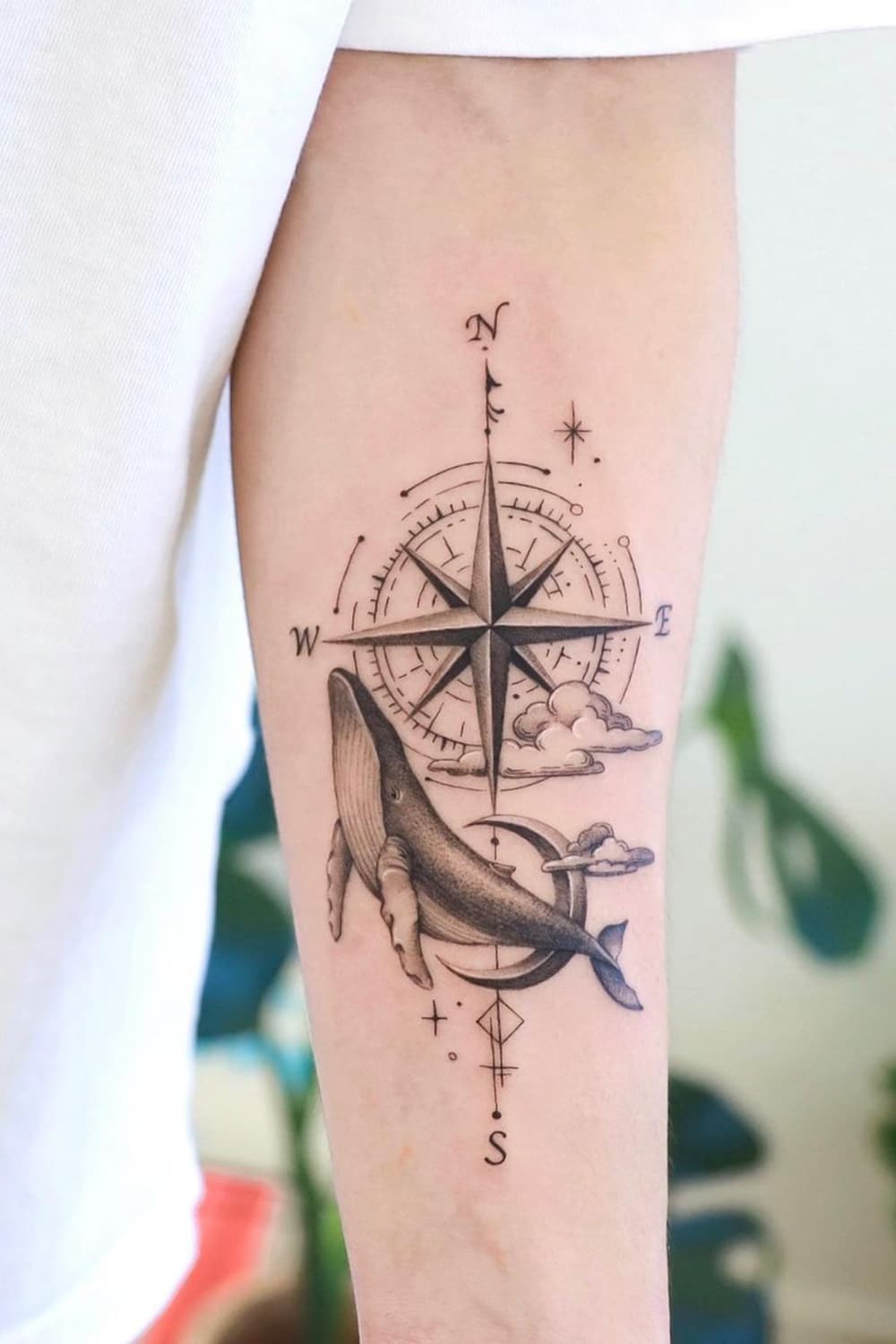 Whale Compass Tattoo
