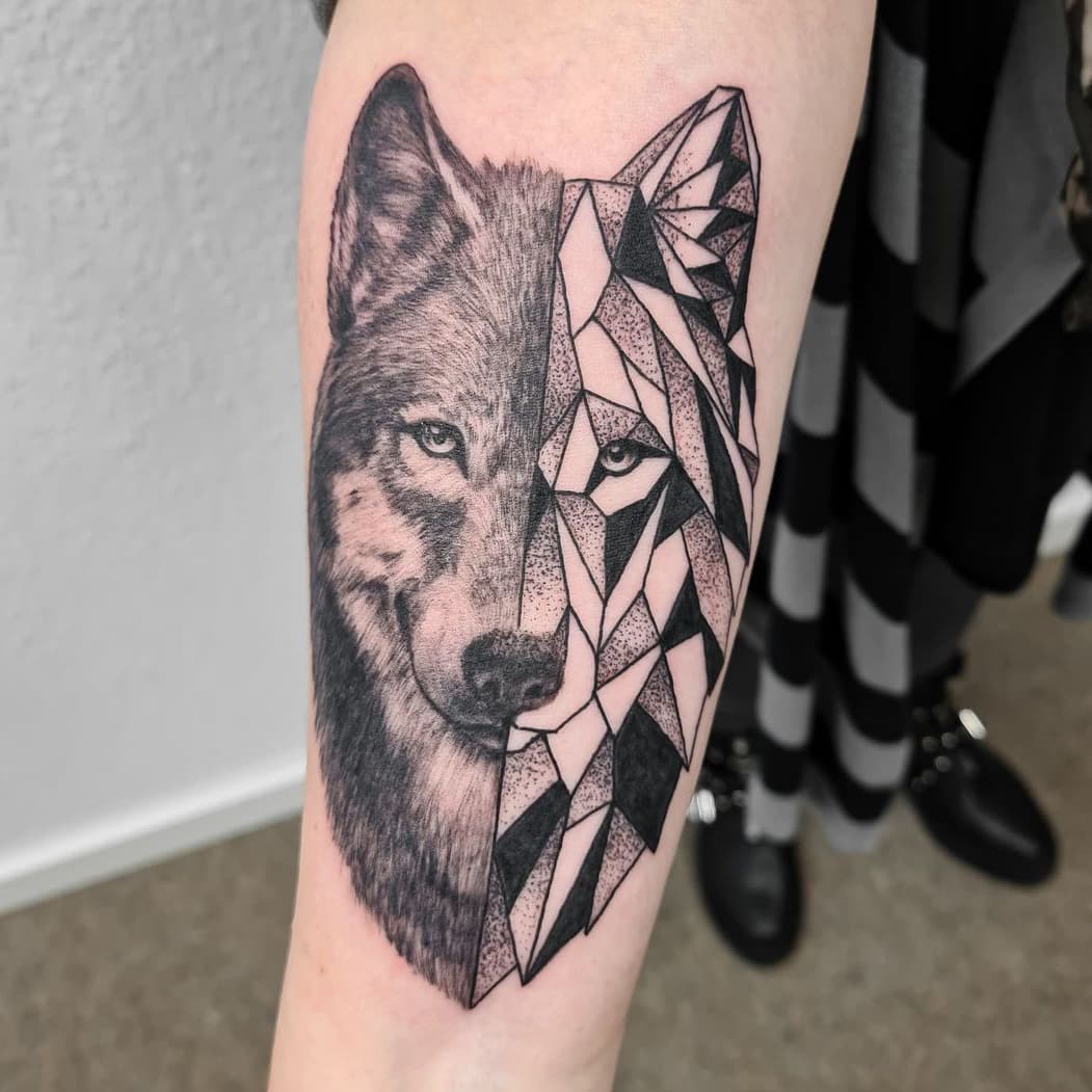 Wolf Geometric Tattoo