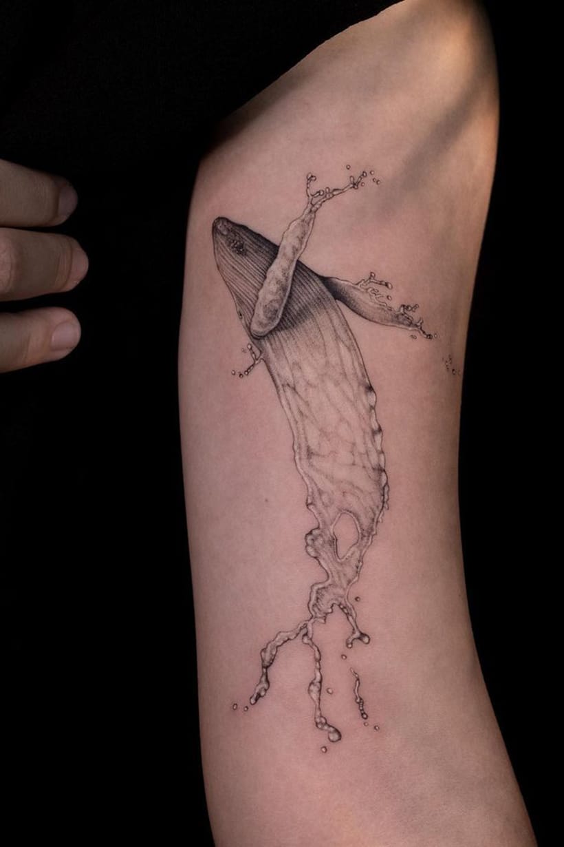 Abstract whale tattoo