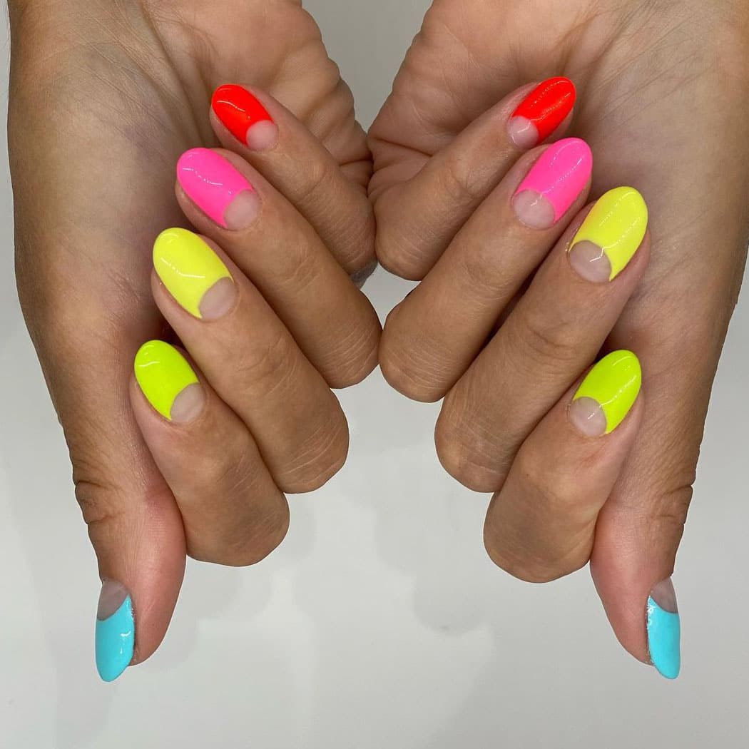 Bright half-moon nails
