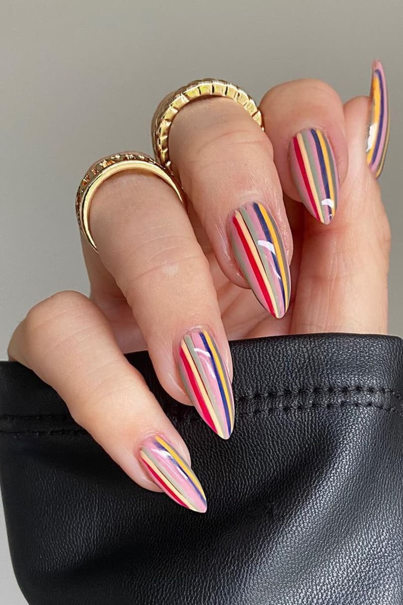 Color striped nails