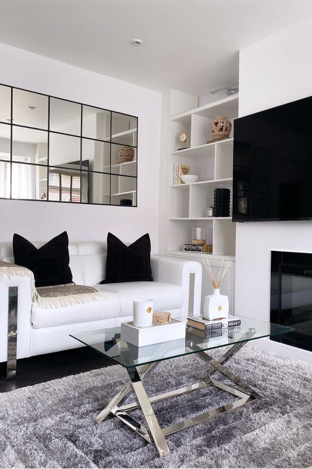 Cool black and white small living room