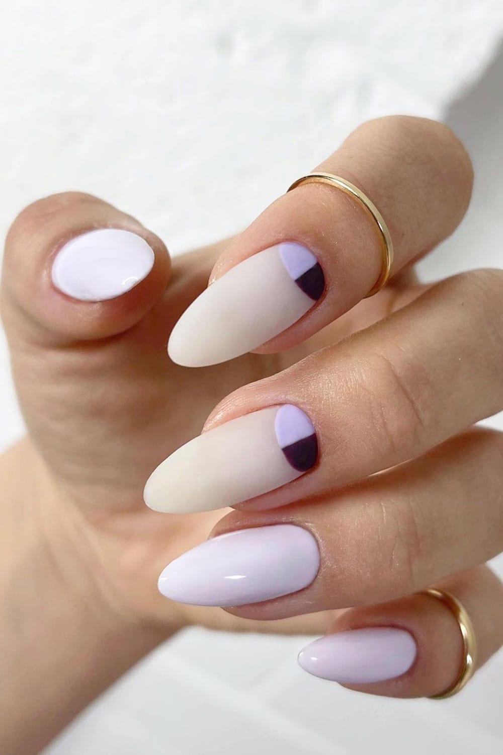 Creative purple cuff almond nails