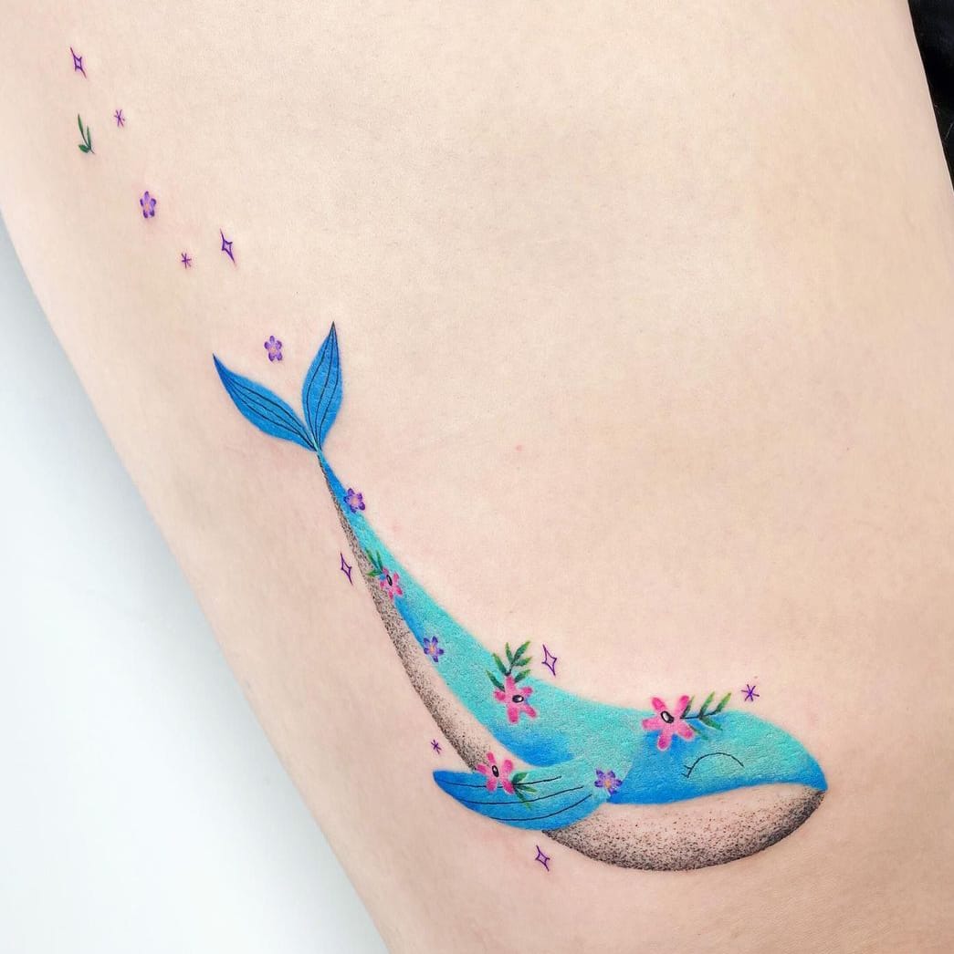 Cute whale tattoo