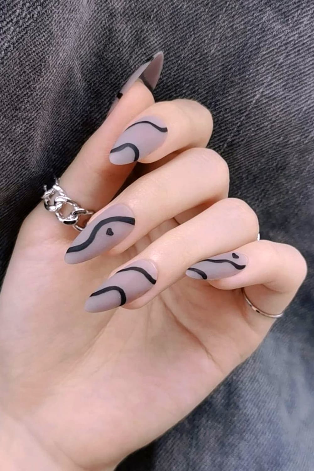 Elegant black and gray birthday nails