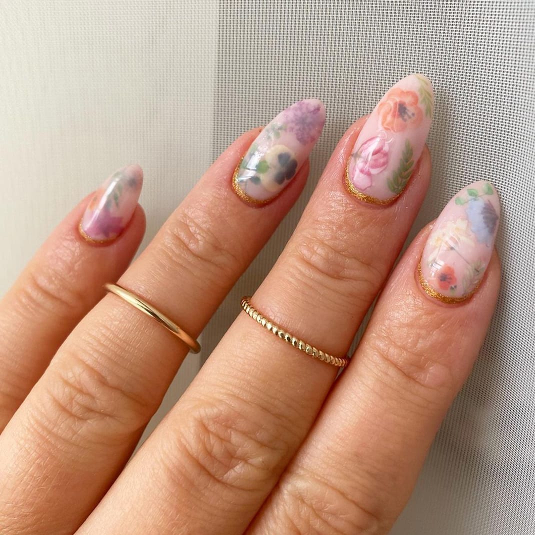 Floral cuff nails