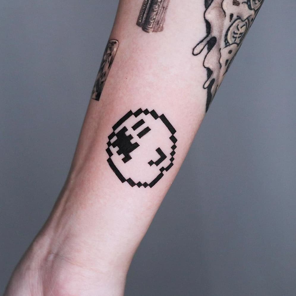 Little ghost pixel tattoo