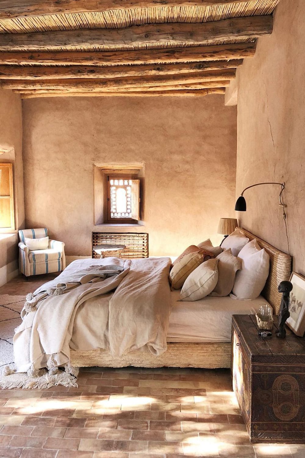 Neutral rustic bedroom