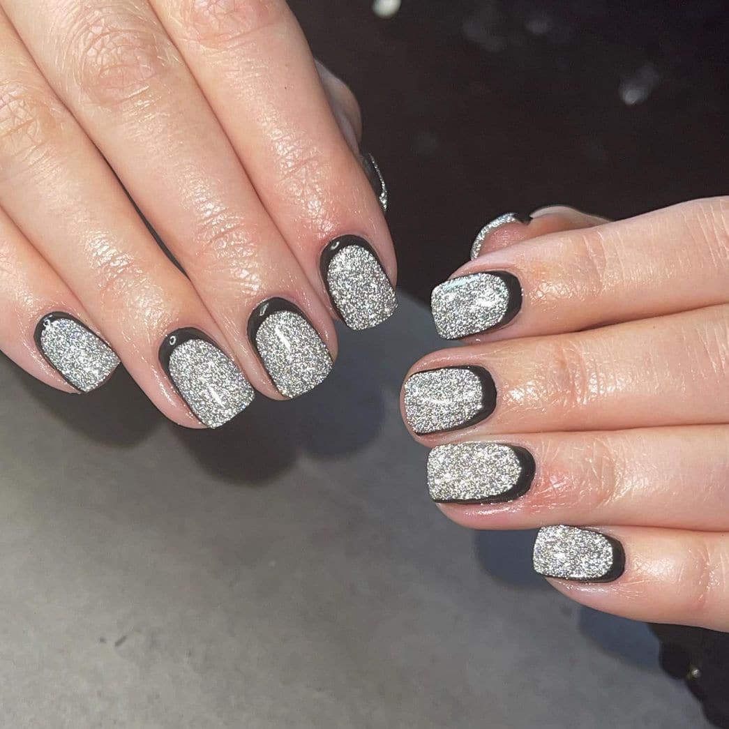Noble silver and black nails