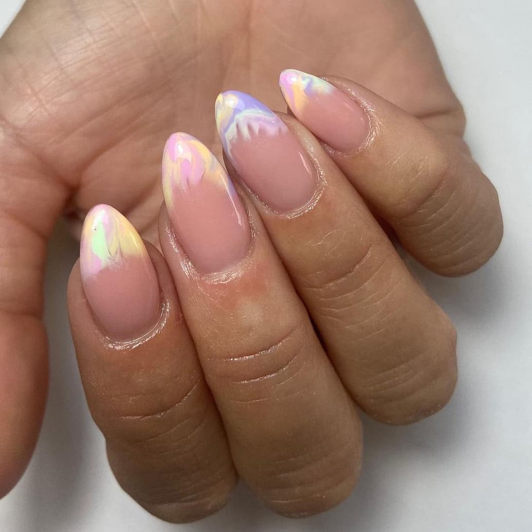 Pastel colorful swirl nails