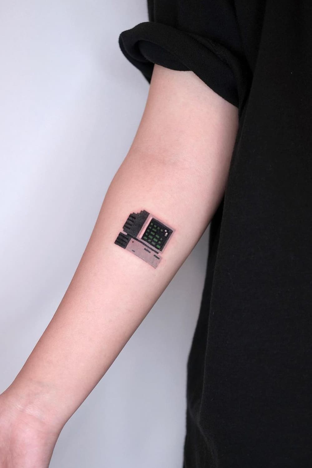 Pixel Antique Computer Tattoo