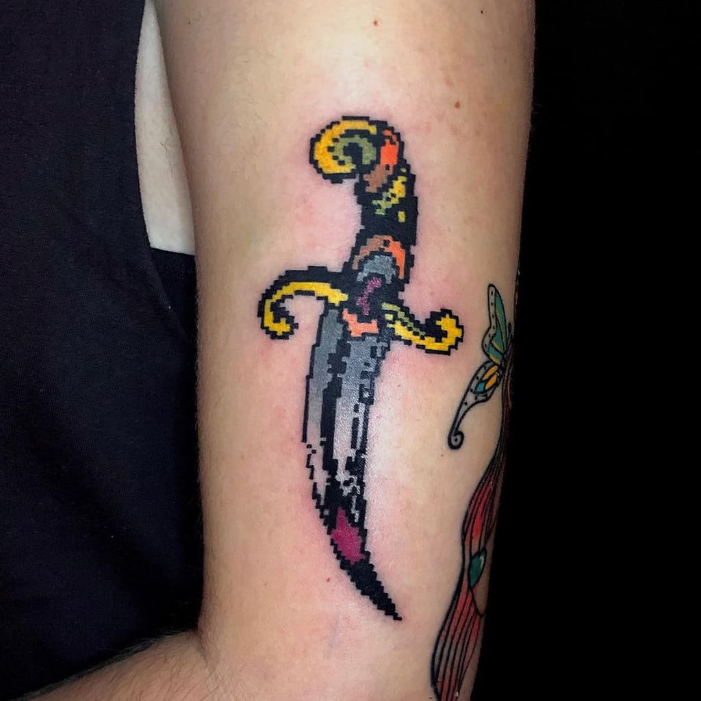 Pixel Dagger Tattoo
