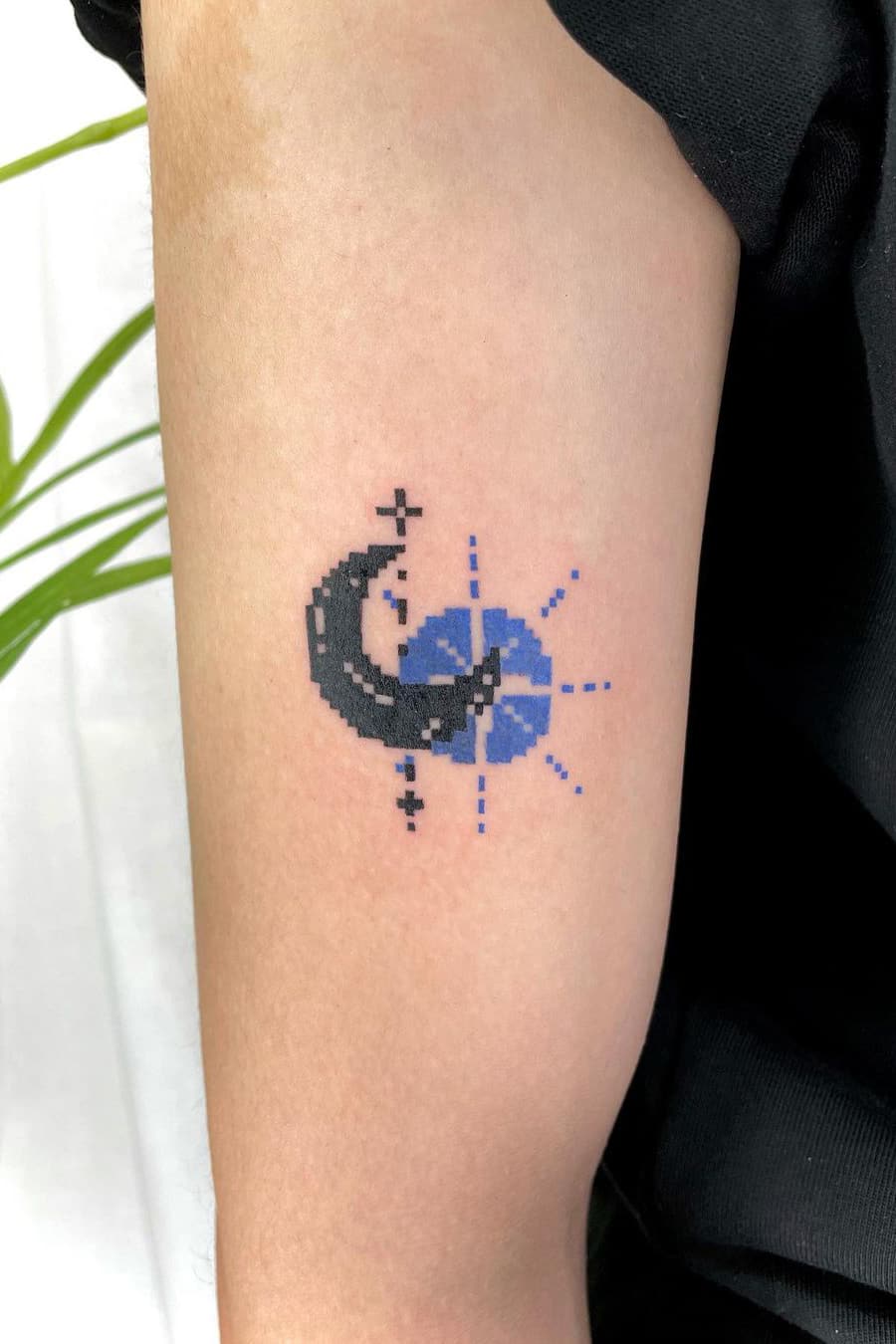 Pixel Sun Moon Tattoo