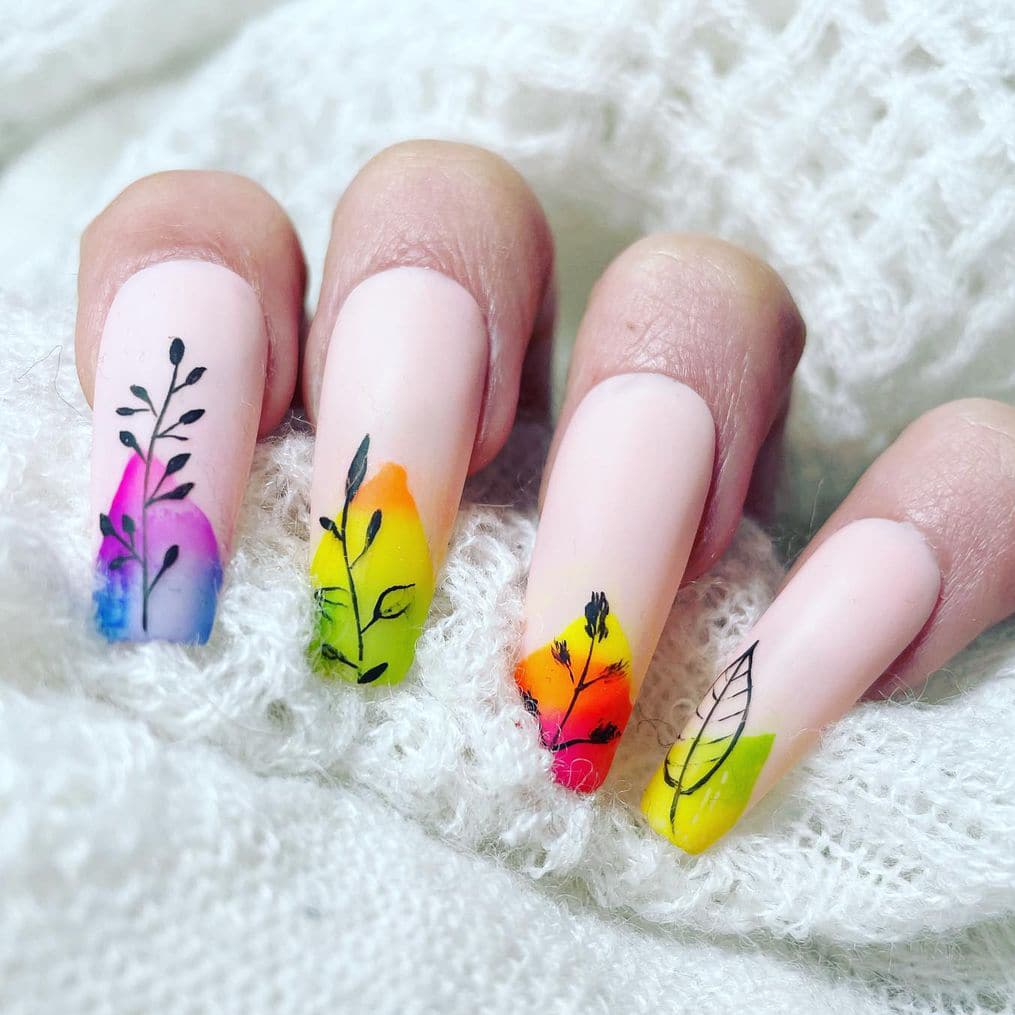 Rainbow Plant Coffin Nails