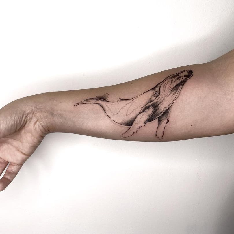 Realistic whale tattoo
