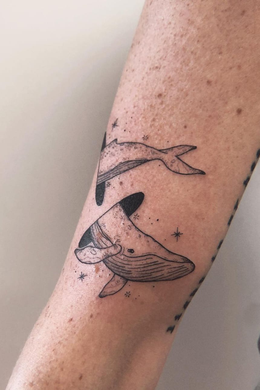 Science fiction whale tattoo