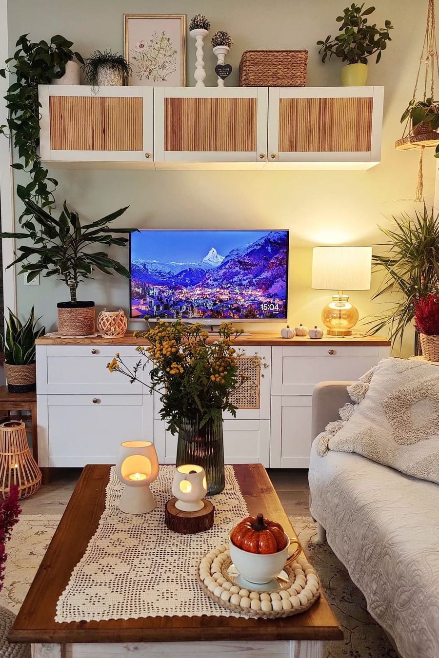 Simple TV background wall for small living room