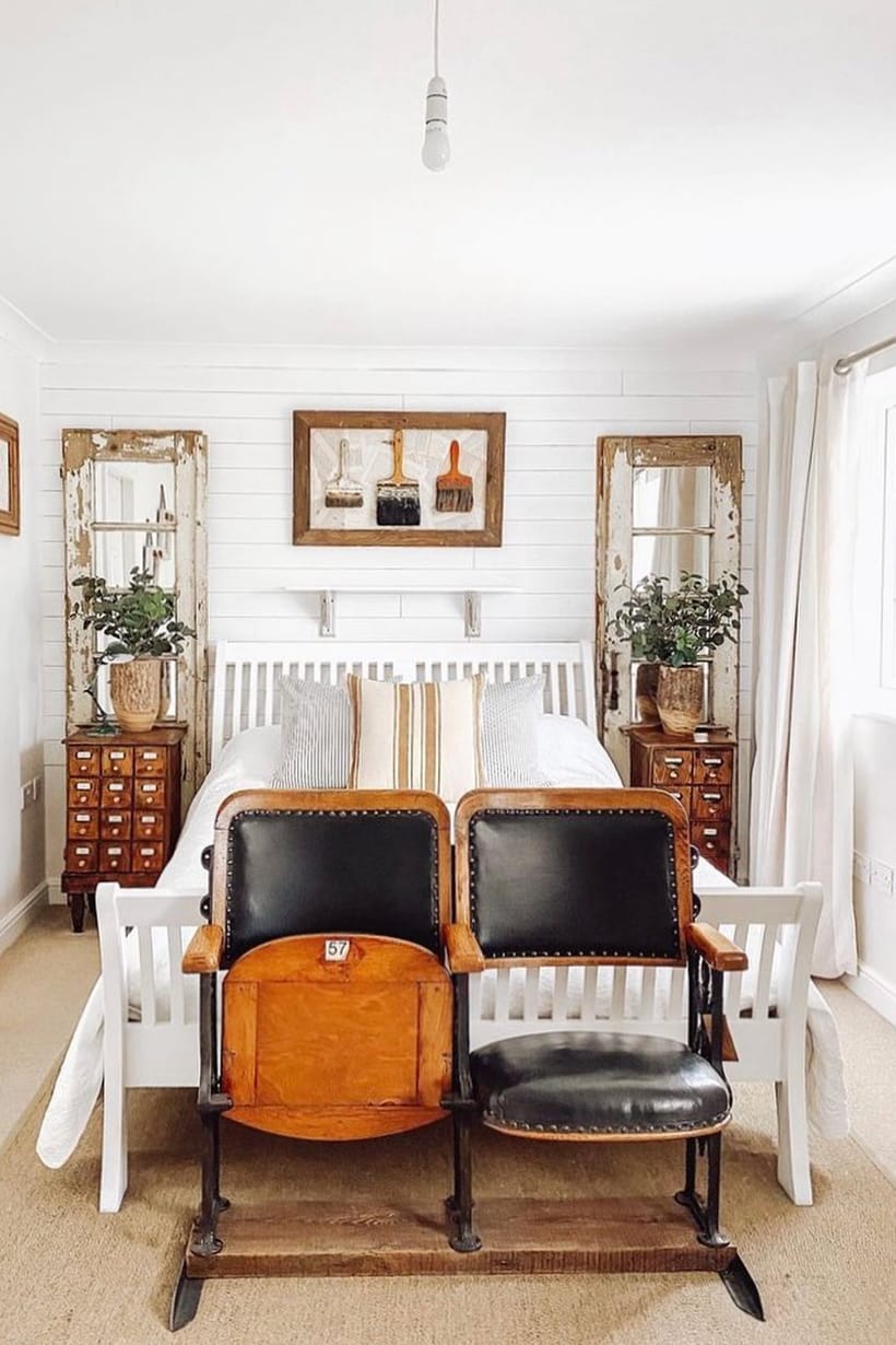 Symmetrical rustic bedroom