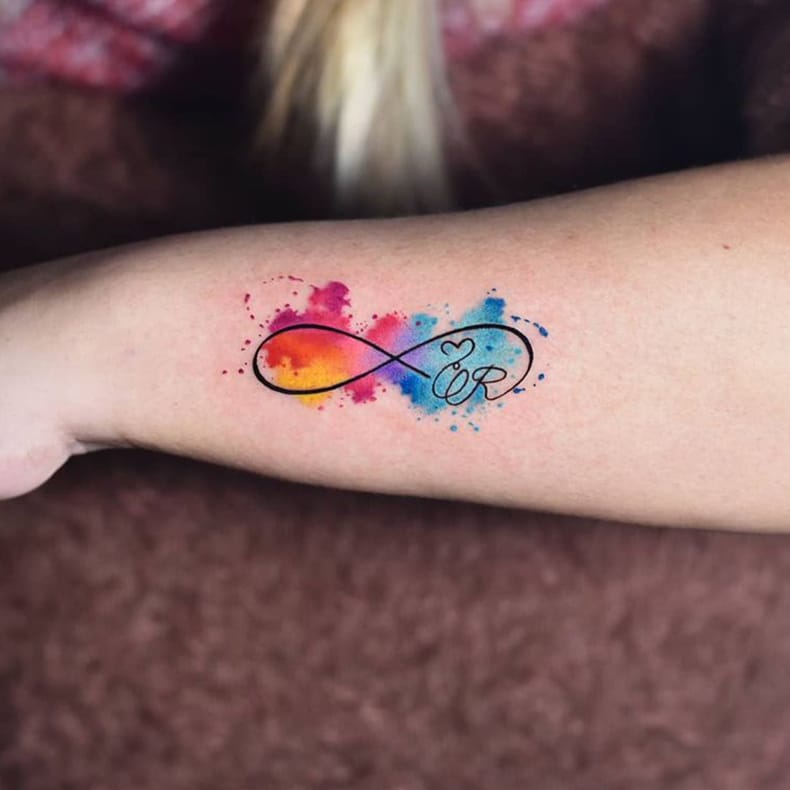 Watercolor infinity tattoo