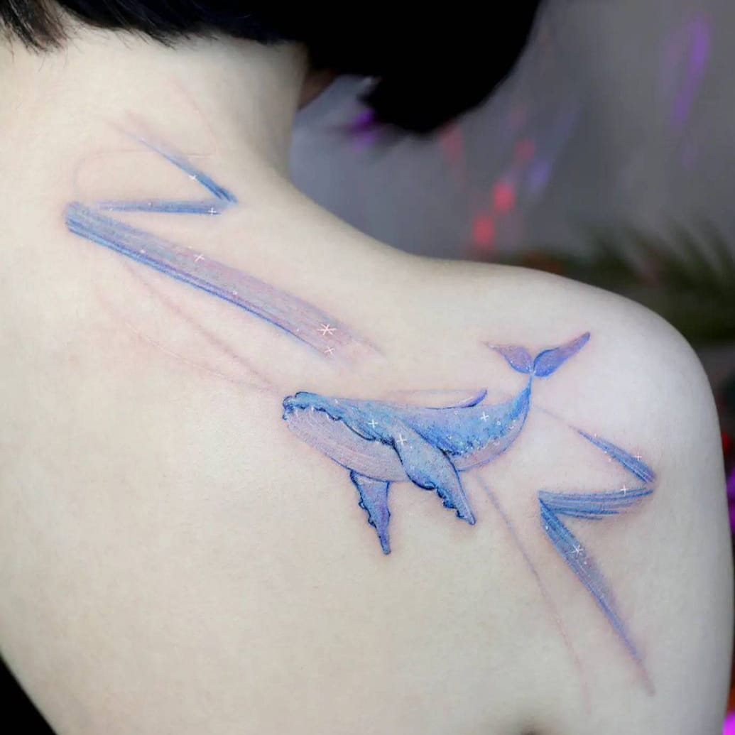 Whale Aurora Tattoo