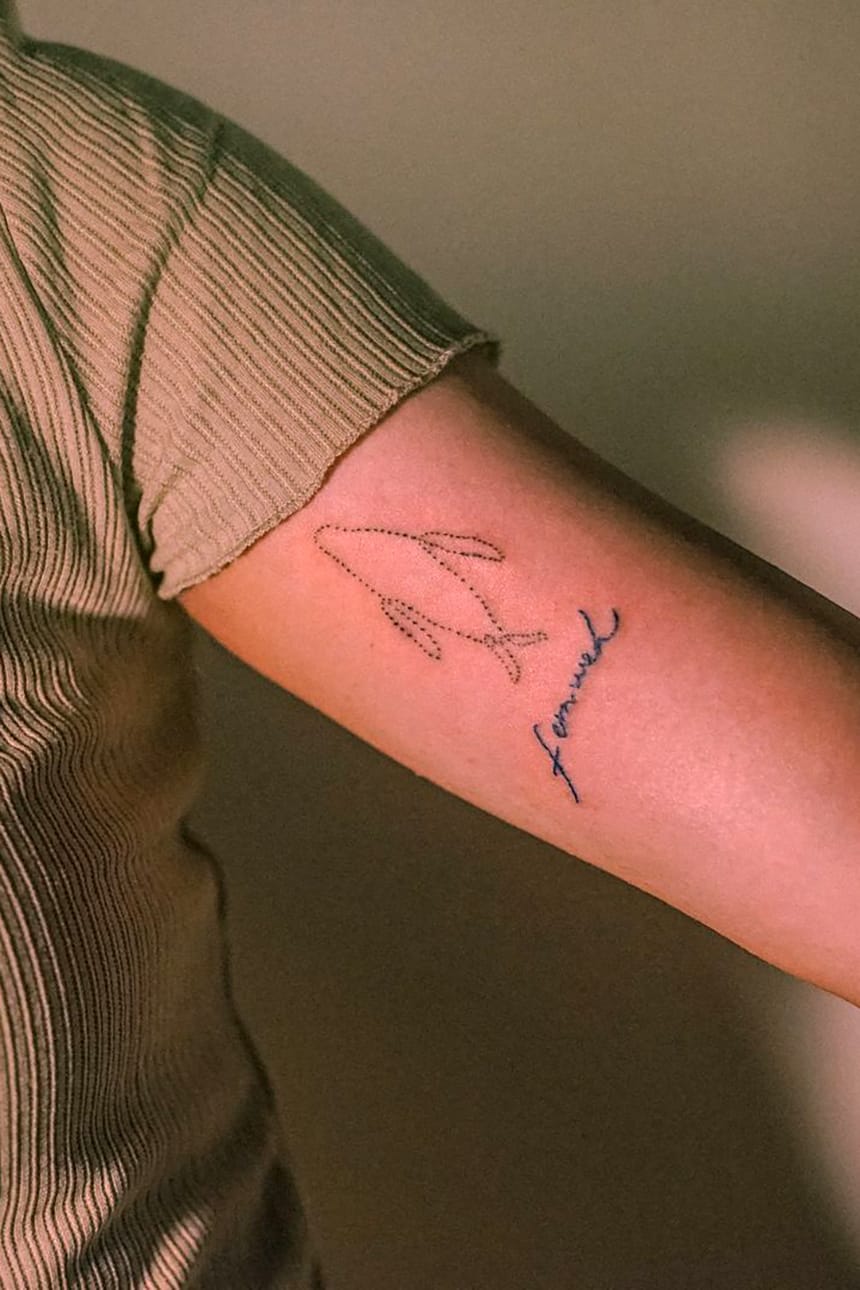 Whale Dot Outline Tattoo