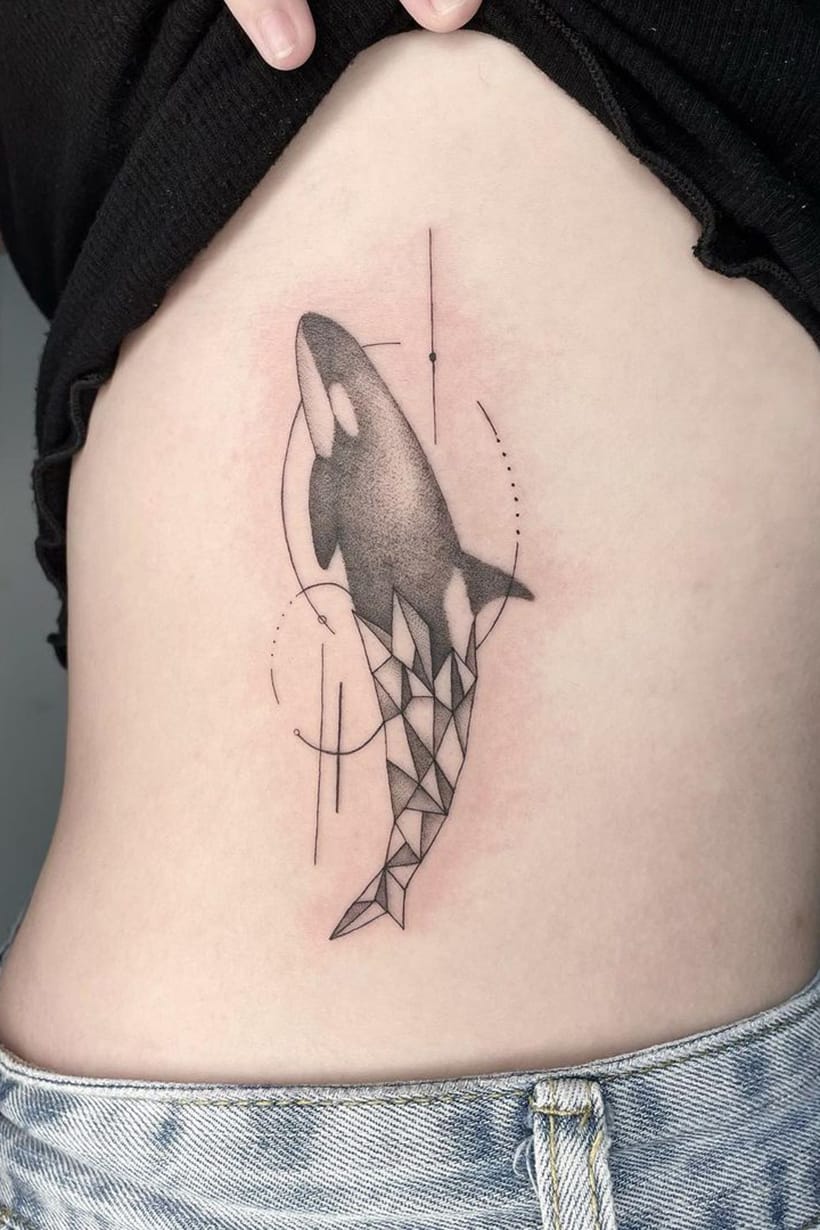 Whale geometric tattoo