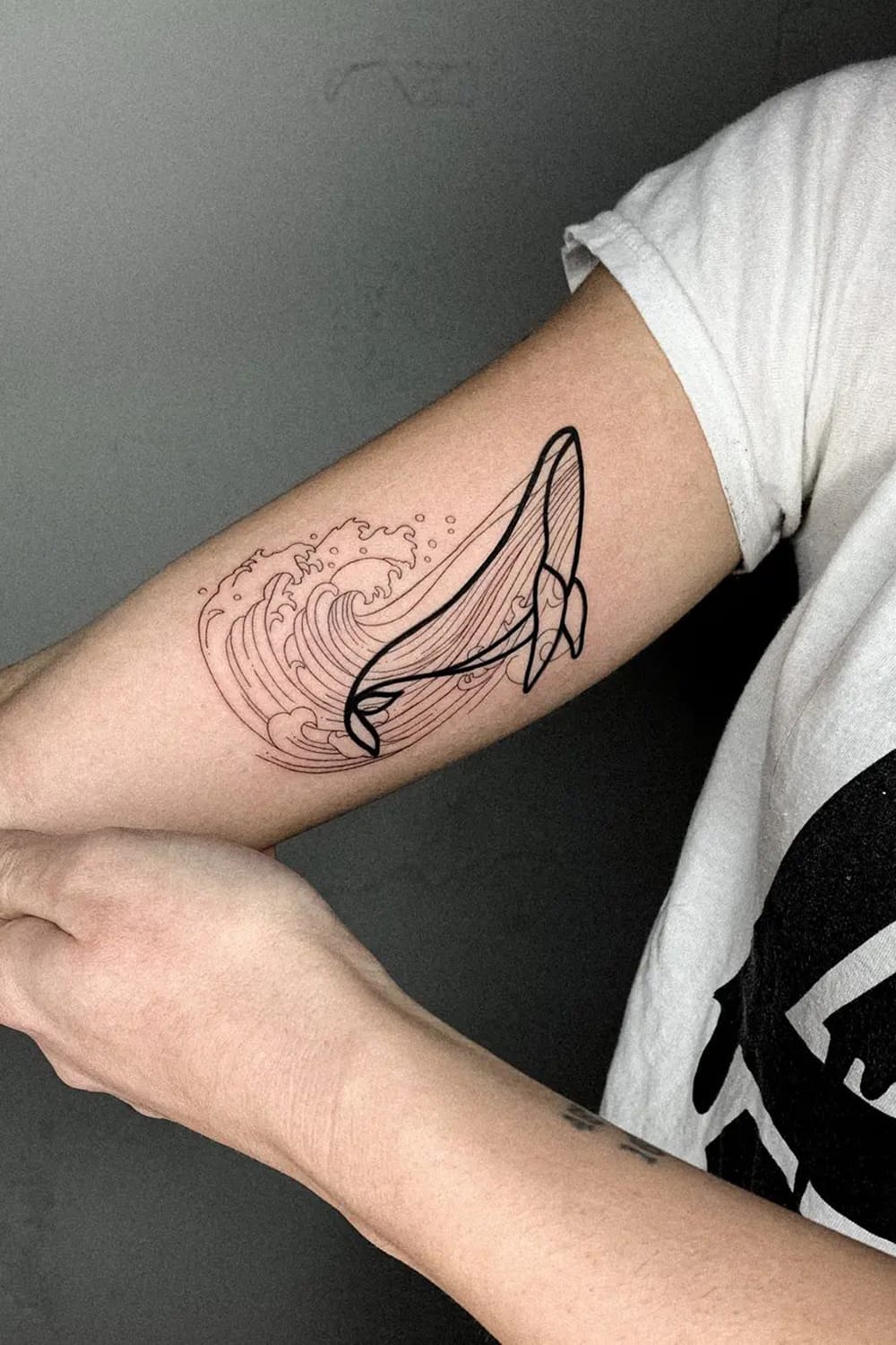 Whale thick line tattoo